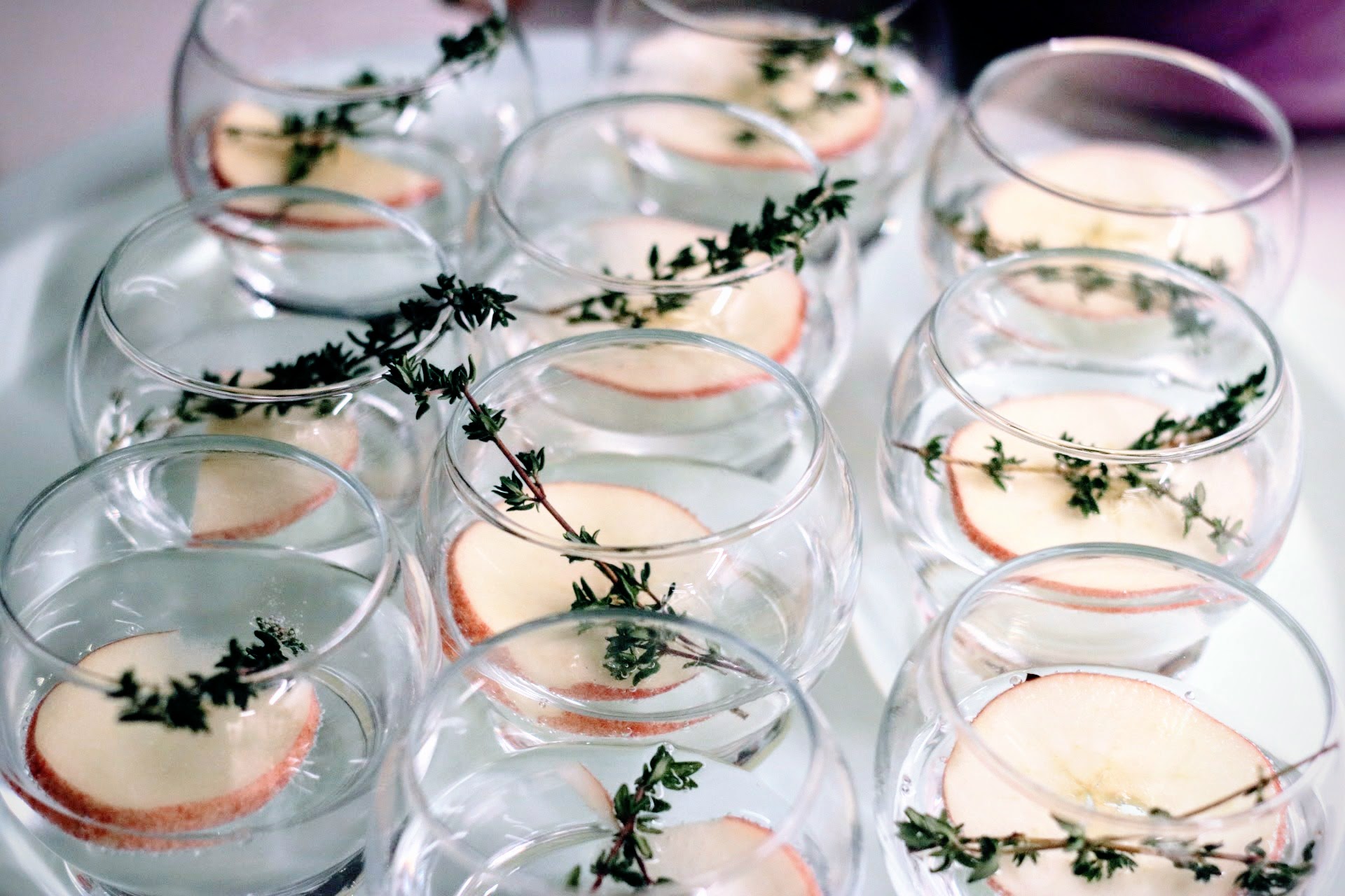 Elephant Gin and Tonic with apples, thyme and elderflower tonic